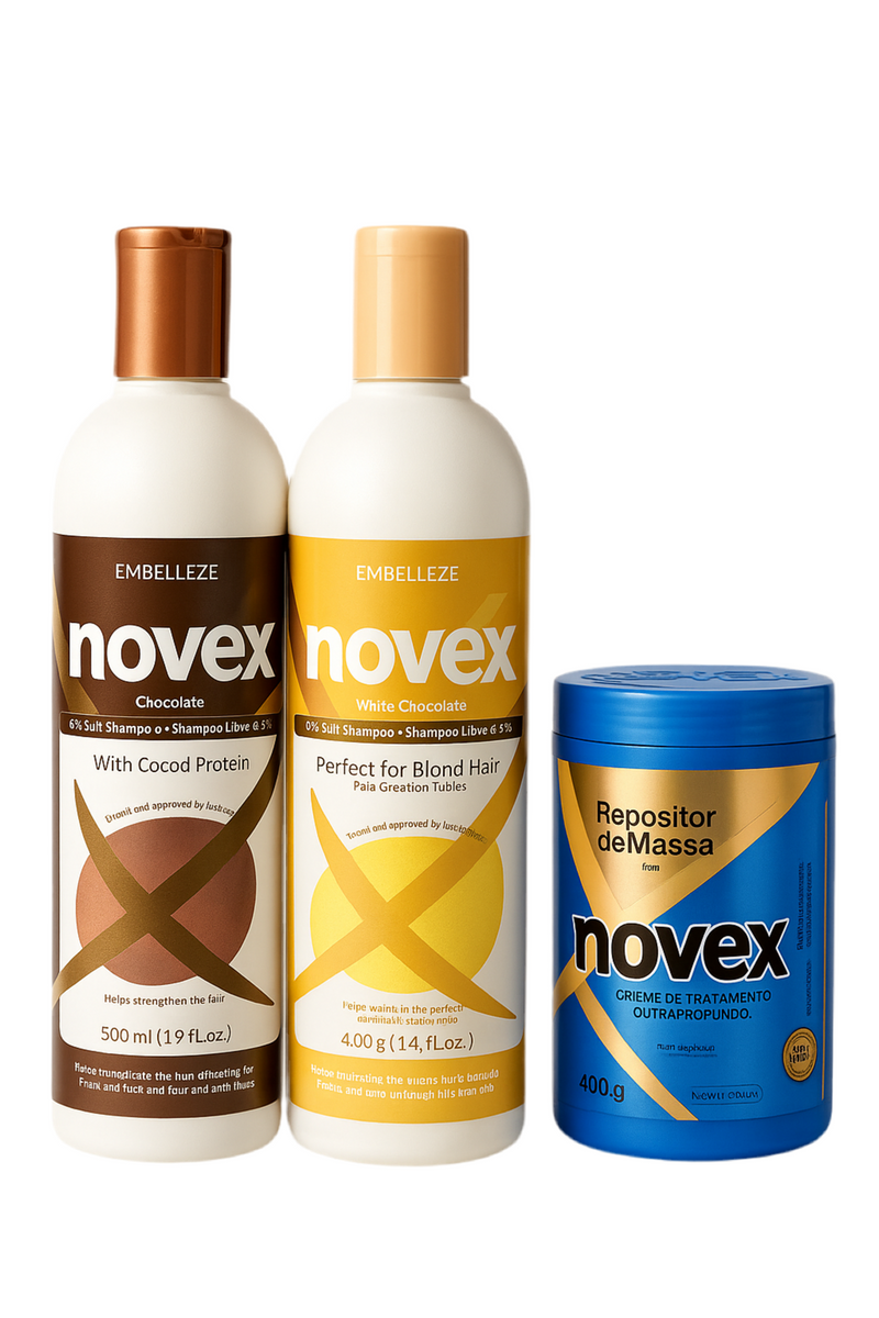Novex Chococare & Chococlean Shampoo With Cocoa Protein And Mass Reposition Hair Mask Set - Keratinbeauty