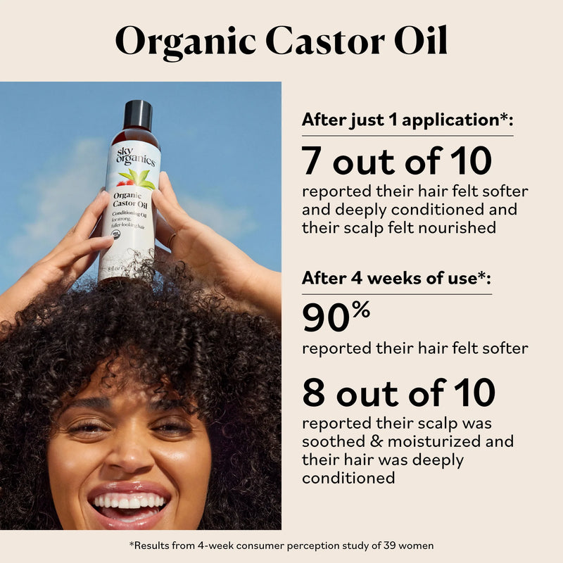Organic Castor Oil to Condition for Fuller-Looking Hair, Lashes, and Brows, 16 Fl Oz