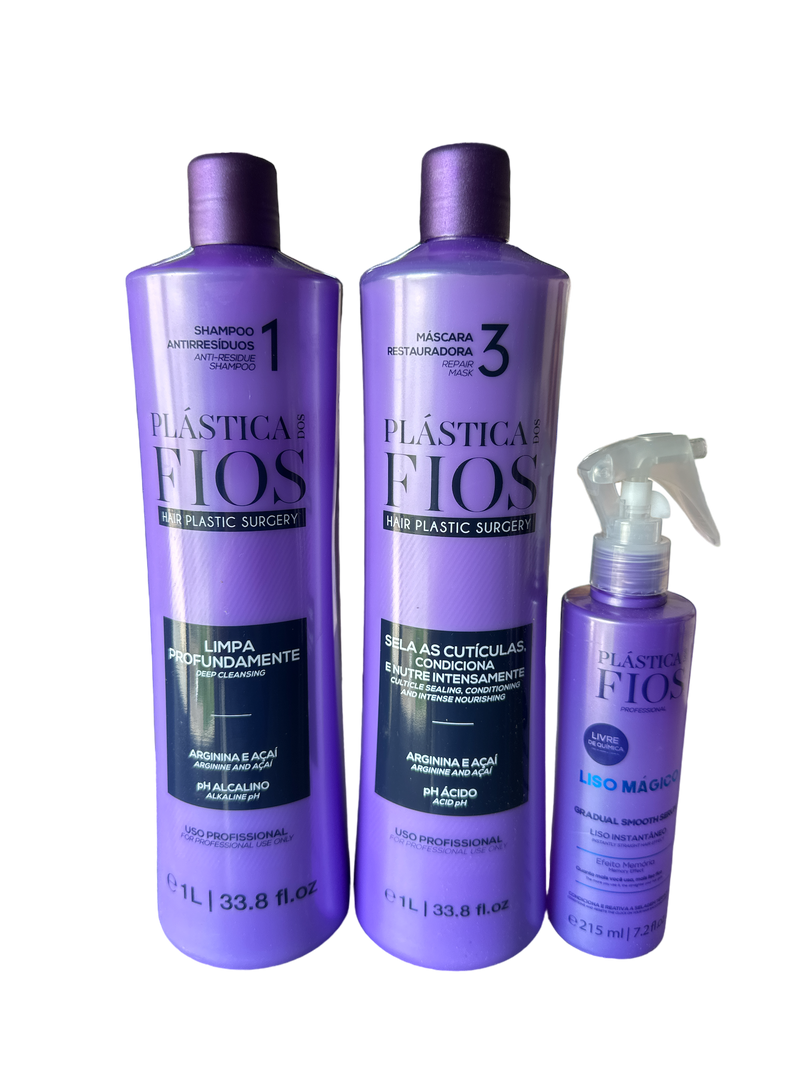 Plastica Dos Fios Kit Intensive Hair Care Clarifying Shampoo Conditioner Mask An Magic Fluid - Keratinbeauty