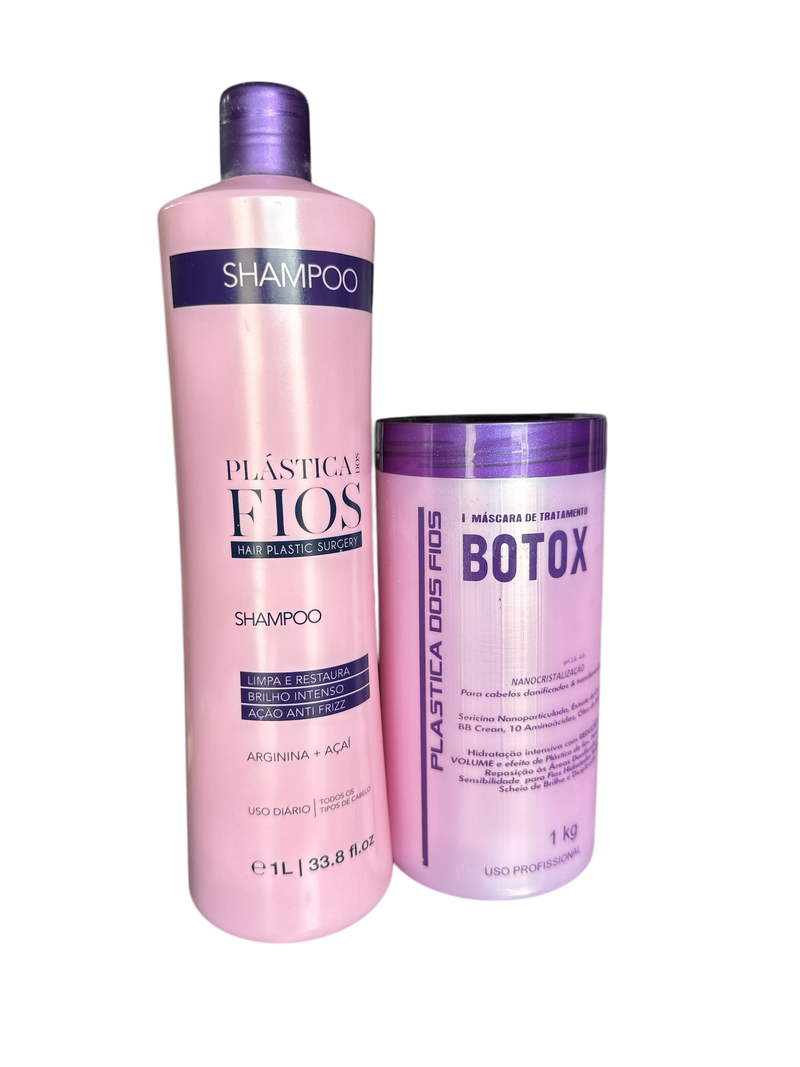 Plastica Dos Fios Deep Hydrating Kit Shampoo And Hair Btox 34oz 1000ml - Keratinbeauty