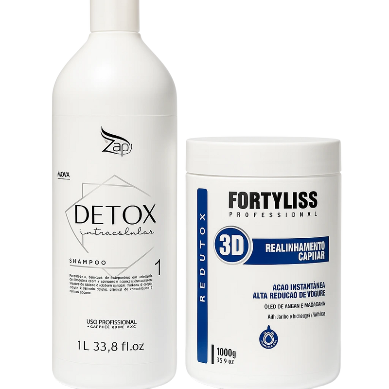 Keratin Treatment Kit Zap Detox Shampoo And Fortyliss 3D Power Hair Btox Mask 33.8fl.oz 1000ml - Keratinbeauty