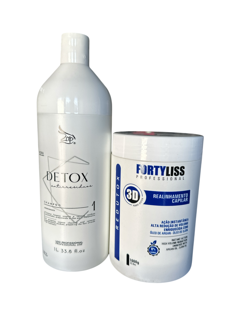 Keratin Treatment Kit Zap Detox Shampoo And Fortyliss 3D Power Hair Btox Mask 33.8fl.oz 1000ml - Keratinbeauty