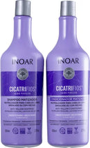 Inoar Cicatrifios Perfect Blonde Duo Kit: 2x 800ml Anti-Yellowing Shampoo & Conditioner