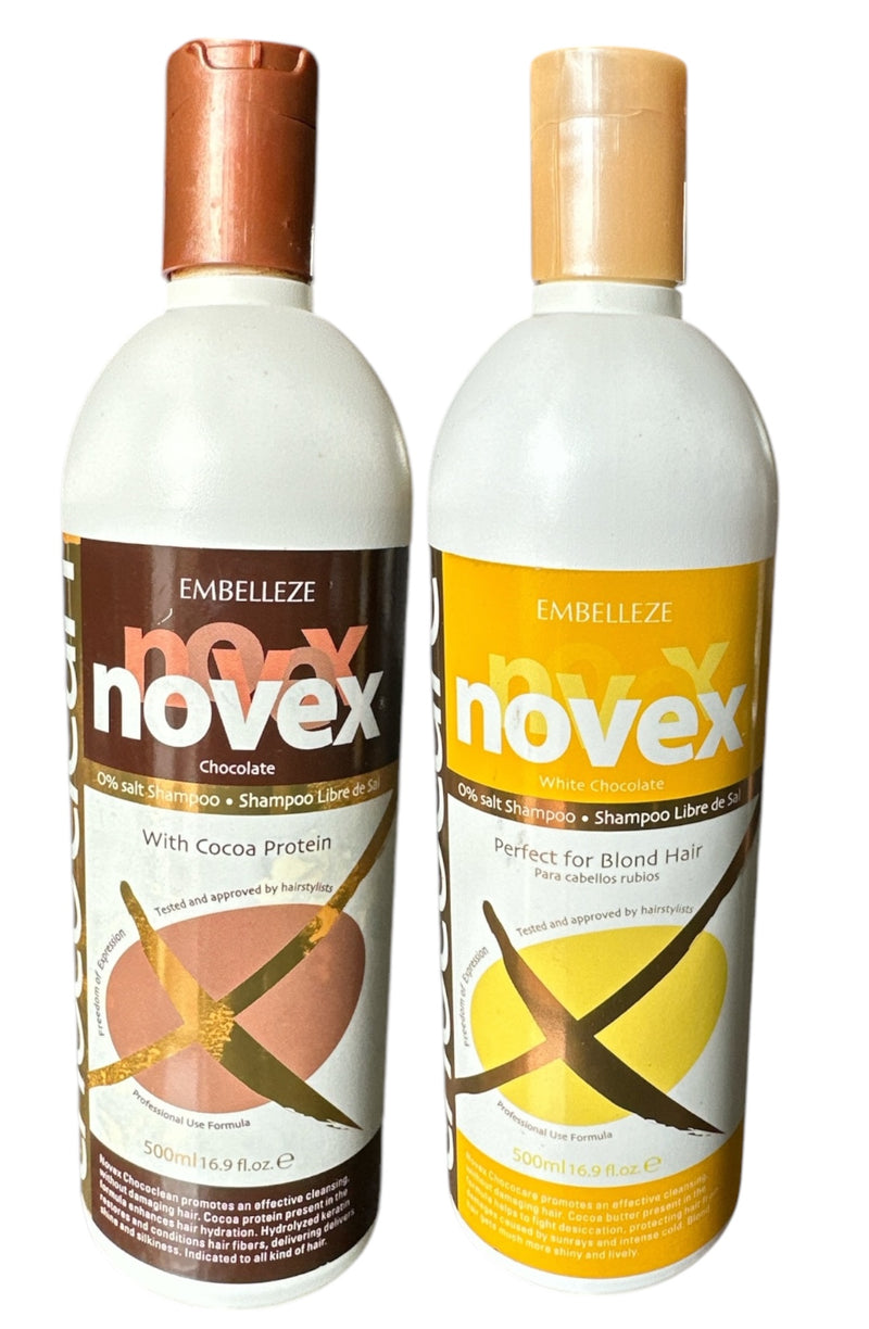 Novex Chococare & Chococlean Chocolate Shampoo With Cocoa Protein 2 Units  17fl.oz e 500ml - Keratinbeauty