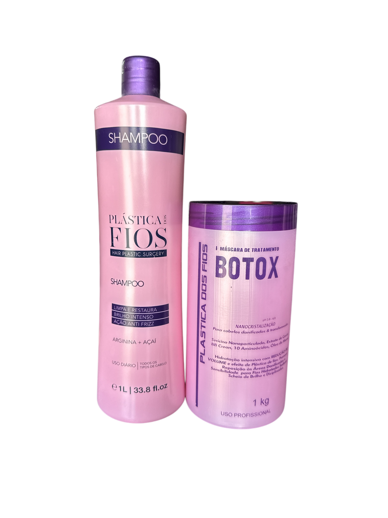 Plastica Dos Fios Deep Hydrating Kit Shampoo And Hair Btox 34oz 1000ml - Keratinbeauty