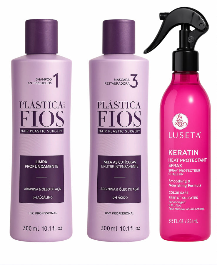 Cadiveu Plastica Dos Fios Kit & Luseta Keratin Heat Protectant Spray - Keratinbeauty