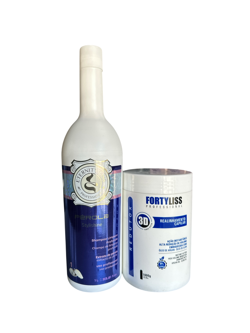 Keratin Treatment Kit Pealr Detox Shampoo And Fortyliss 3D Power Hair Btox Mask 33.8fl.oz 1000ml - Keratinbeauty