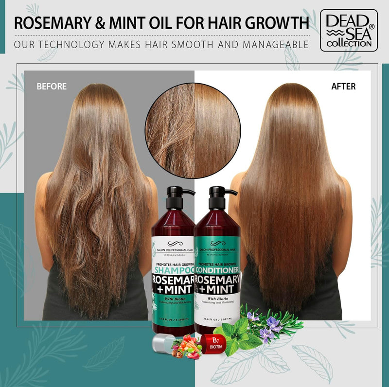 Hair Grow Scalp Health Shampoo & Conditioner Hair Care Set With Dead Sea Minerals, Rosemary & Mint 30.6 fl.oz e 907ml - Keratinbeauty