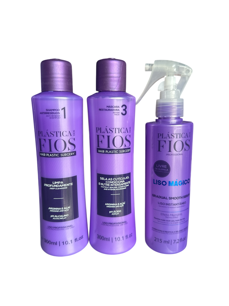 Cadiveu Plastica Dos Fios Sexy Hair Set. Detox Shampoo,Conditioner and Magic Fluid - Keratinbeauty