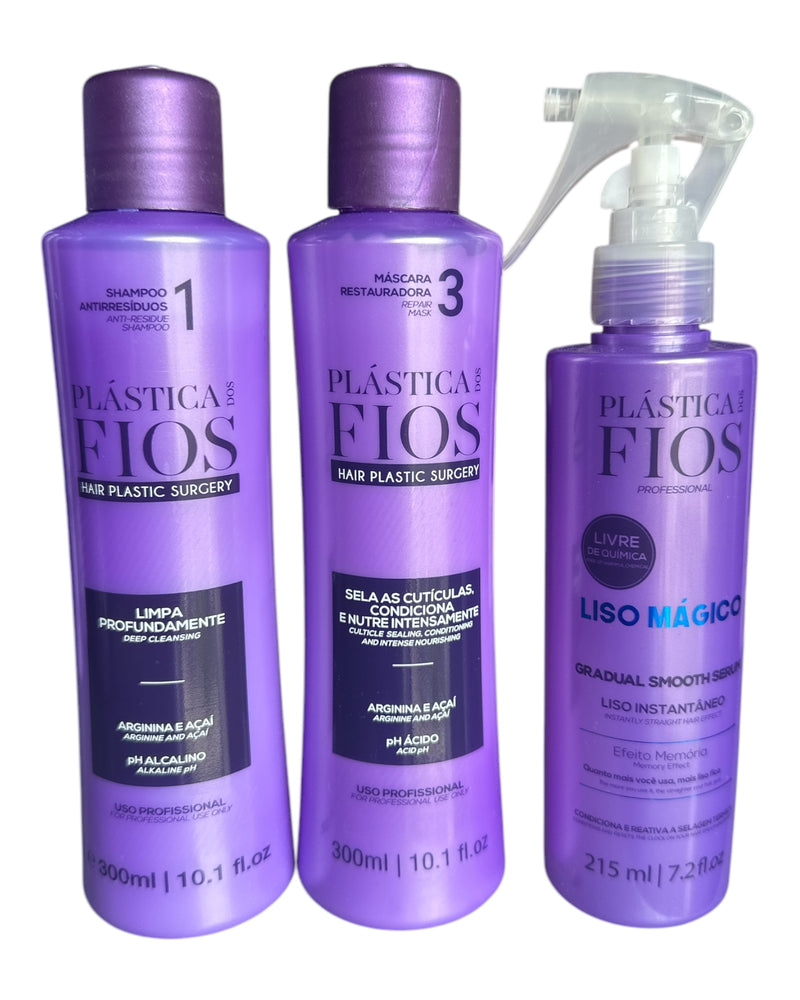 Cadiveu Plastica Dos Fios Sexy Hair Set. Detox Shampoo,Conditioner and Magic Fluid - Keratinbeauty