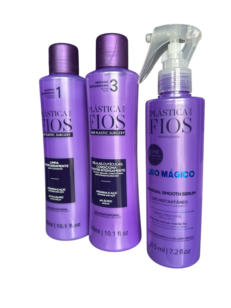 Cadiveu Plastica Dos Fios Sexy Hair Set. Detox Shampoo,Conditioner and Magic Fluid - Keratinbeauty