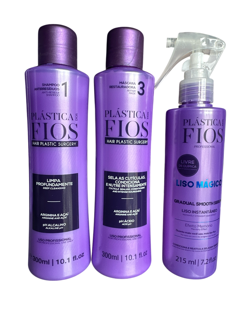 Cadiveu Plastica Dos Fios Sexy Hair Set. Detox Shampoo,Conditioner and Magic Fluid - Keratinbeauty