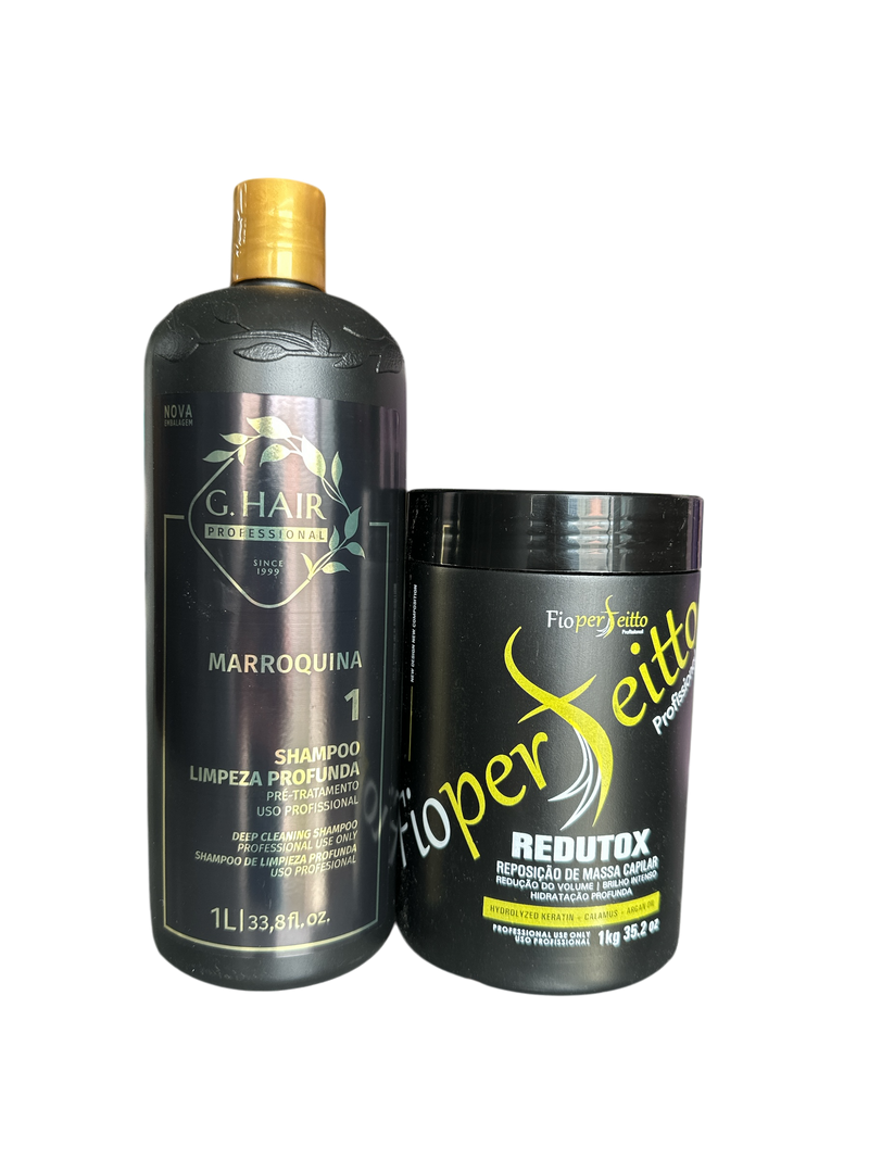Keratin Treatment Kit G Hair Moroccan Detox Shampoo And Fio Perfeitto Hair Btox Mask 33.8fl.oz 1000ml - Keratinbeauty
