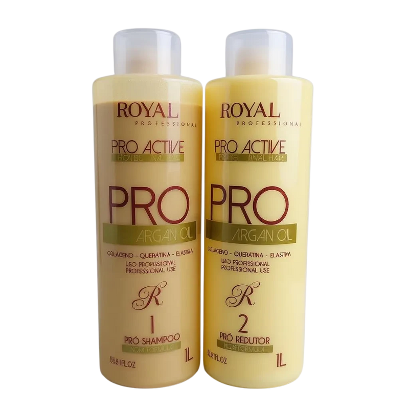 Royal Pro Active Argan Oil Keratin Complex Hair Straightener Kit 34floz  1000ml - Keratinbeauty