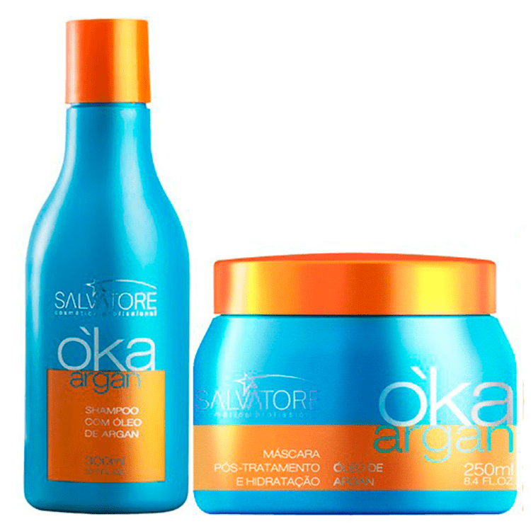 SALVATORE OKA HUILE D'ARGAN KIT DE TRAITEMENT HYDRATANT POUR LES CHEVEUX 300ml / 10,13fl.oz. - Keratinbeauty